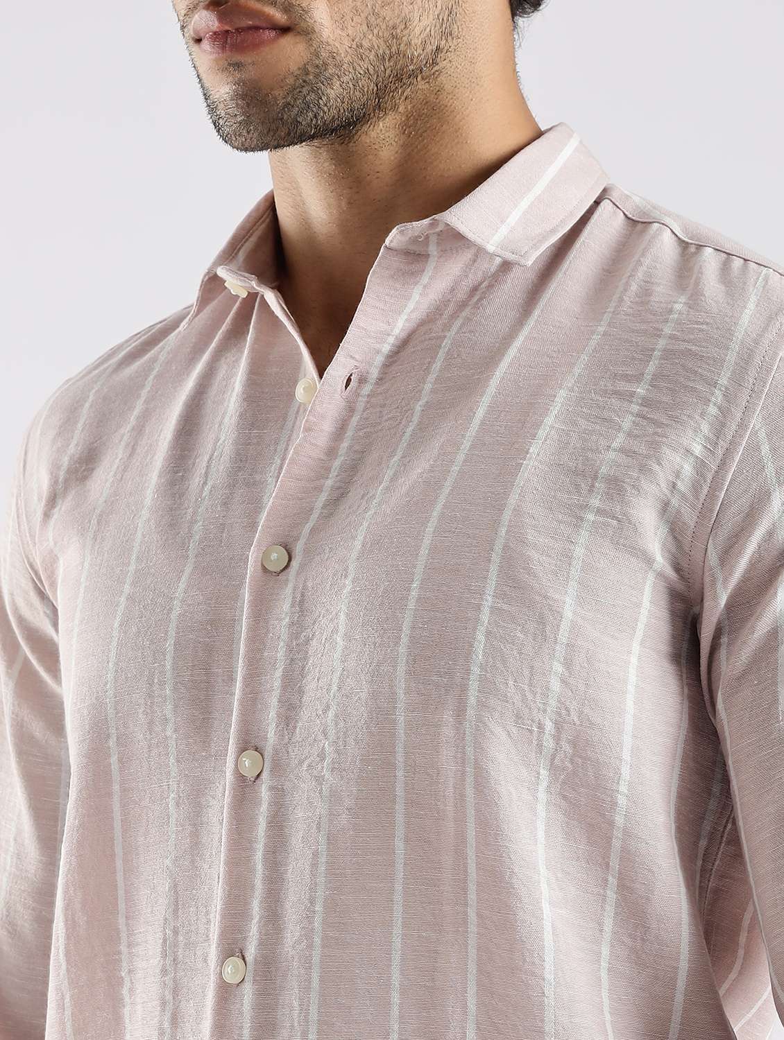 men striped long sleeve slim fit casual shirt - 22086631 -  Standard Image - 4