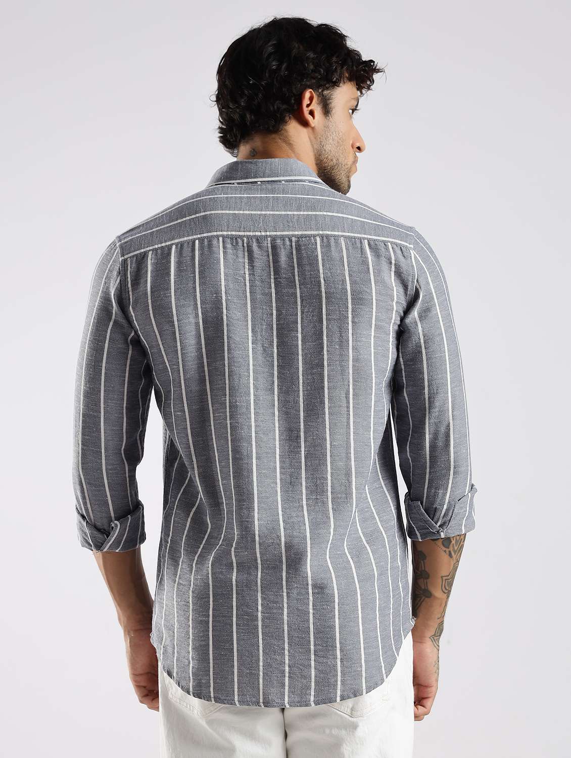 men striped long sleeve regular fit casual shirt - 22086635 -  Standard Image - 4