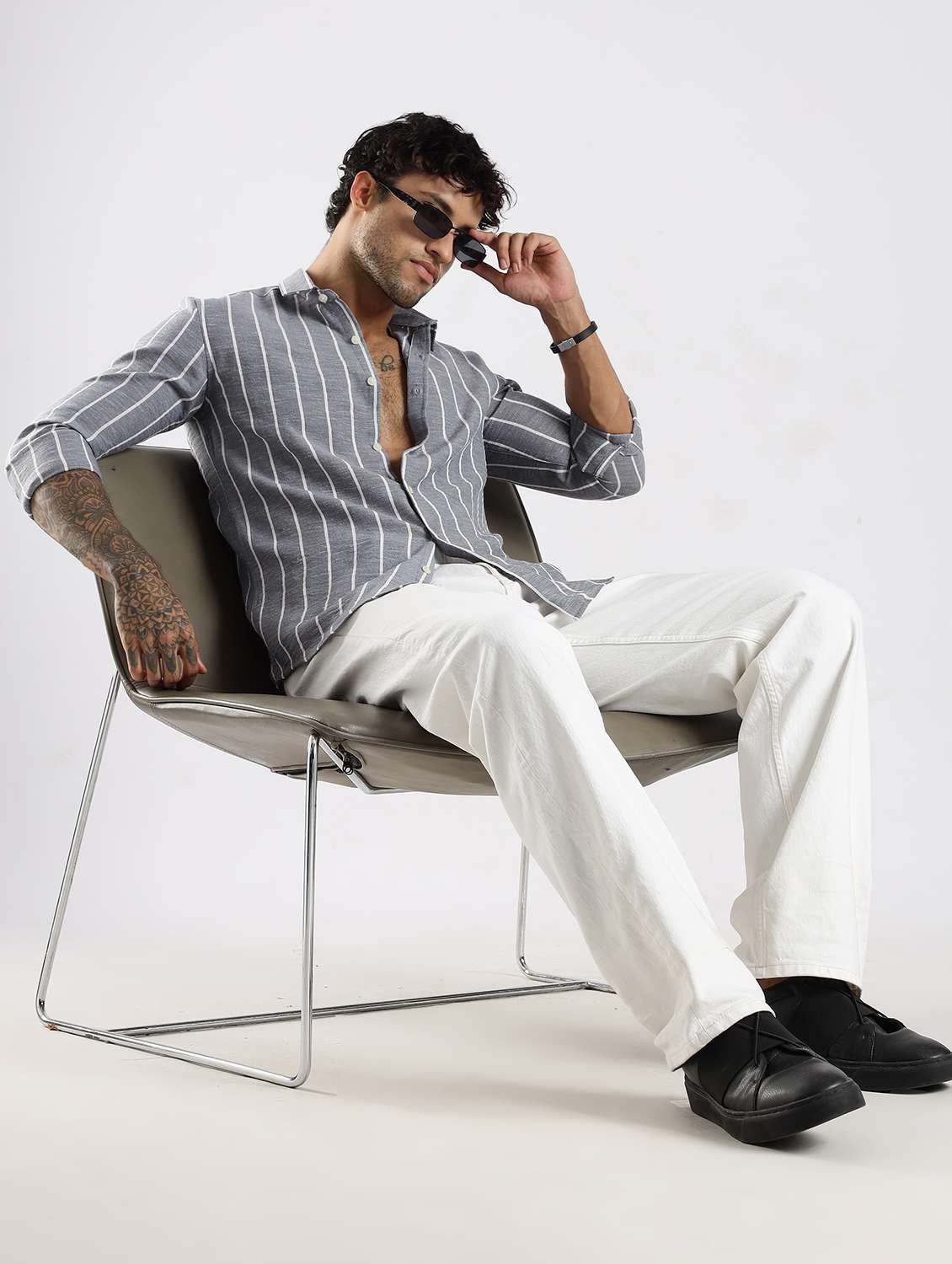 men striped long sleeve regular fit casual shirt - 22086635 -  Standard Image - 6