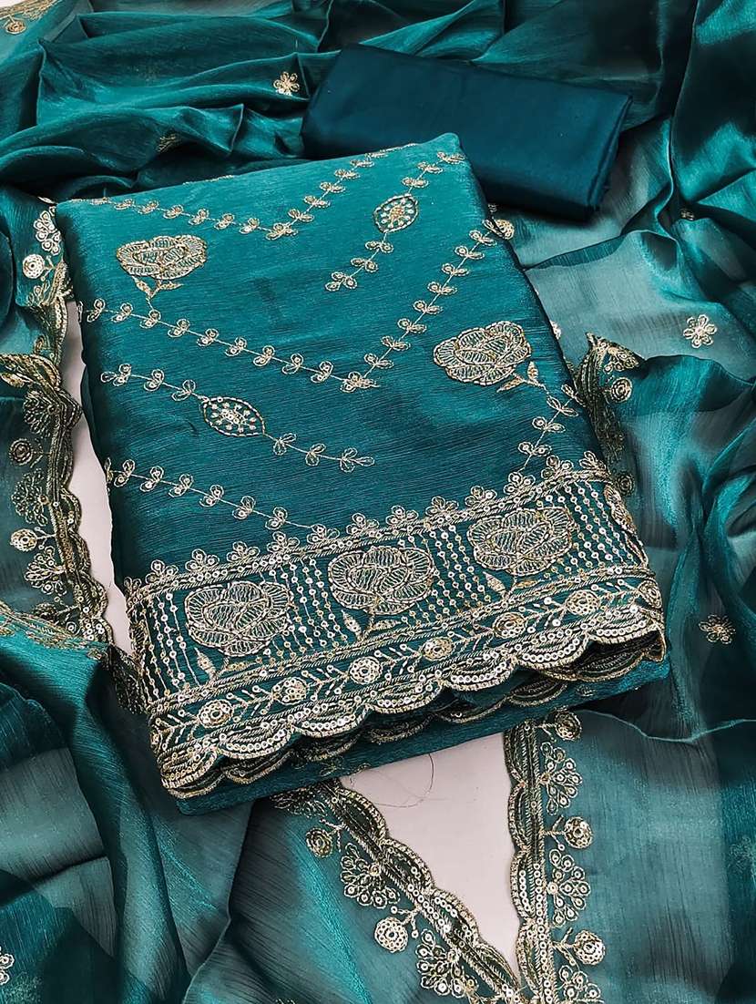 women solid wiith work embroidered unstitched suit set - 22086669 -  Standard Image - 1