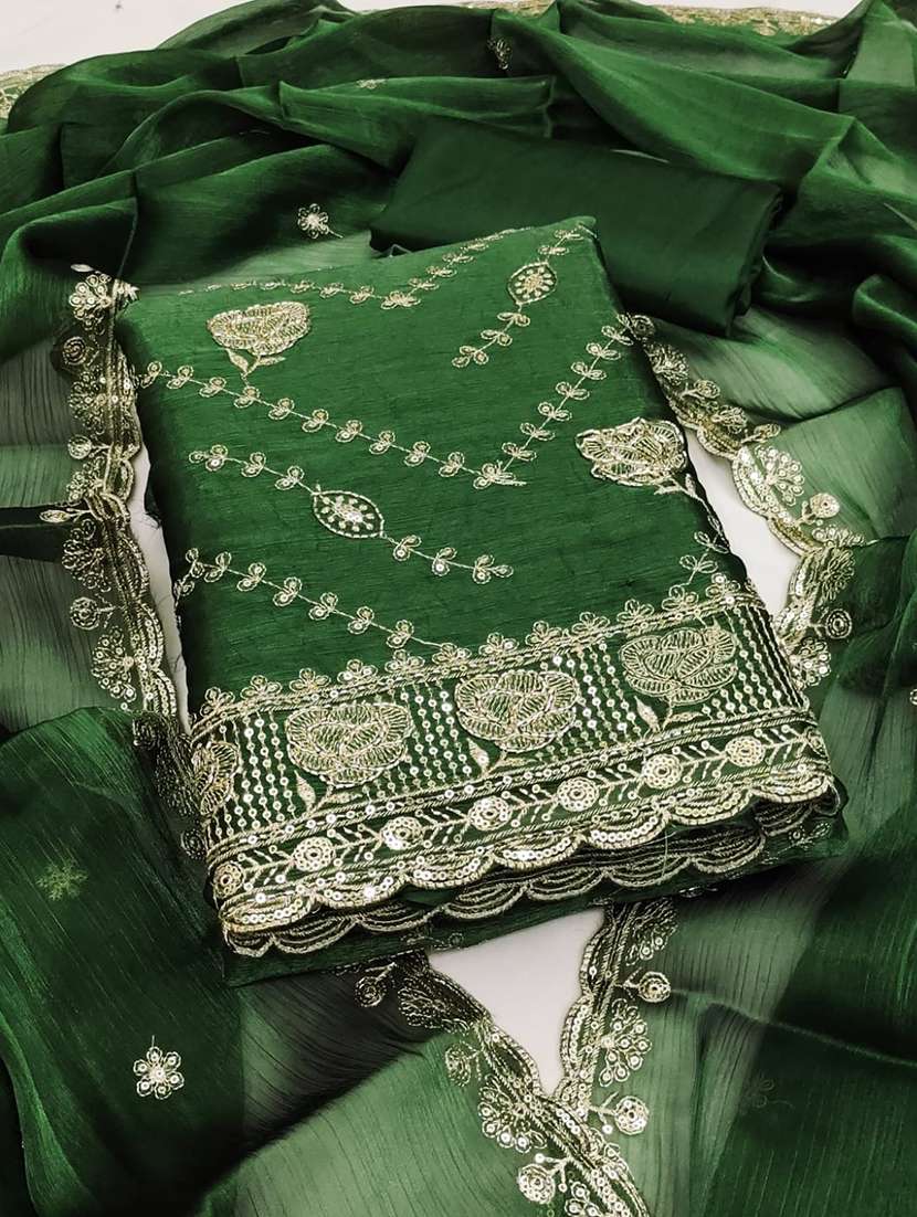 women solid wiith work embroidered unstitched suit set - 22086671 -  Standard Image - 4