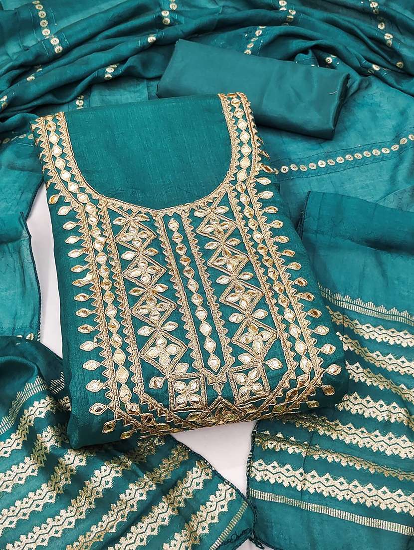 women solid wiith work embroidered unstitched suit set - 22086674 - Standard Image - 1