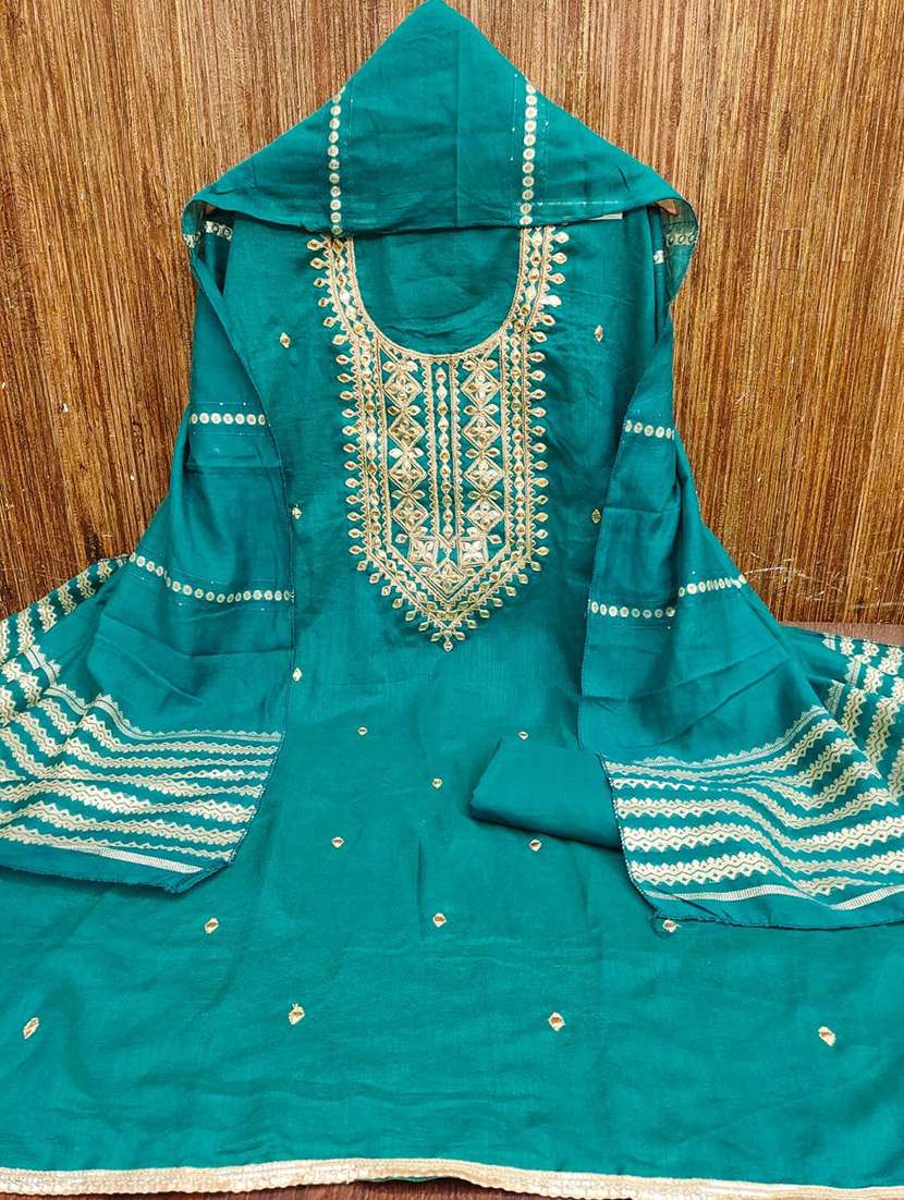 women solid wiith work embroidered unstitched suit set - 22086674 - Standard Image - 4