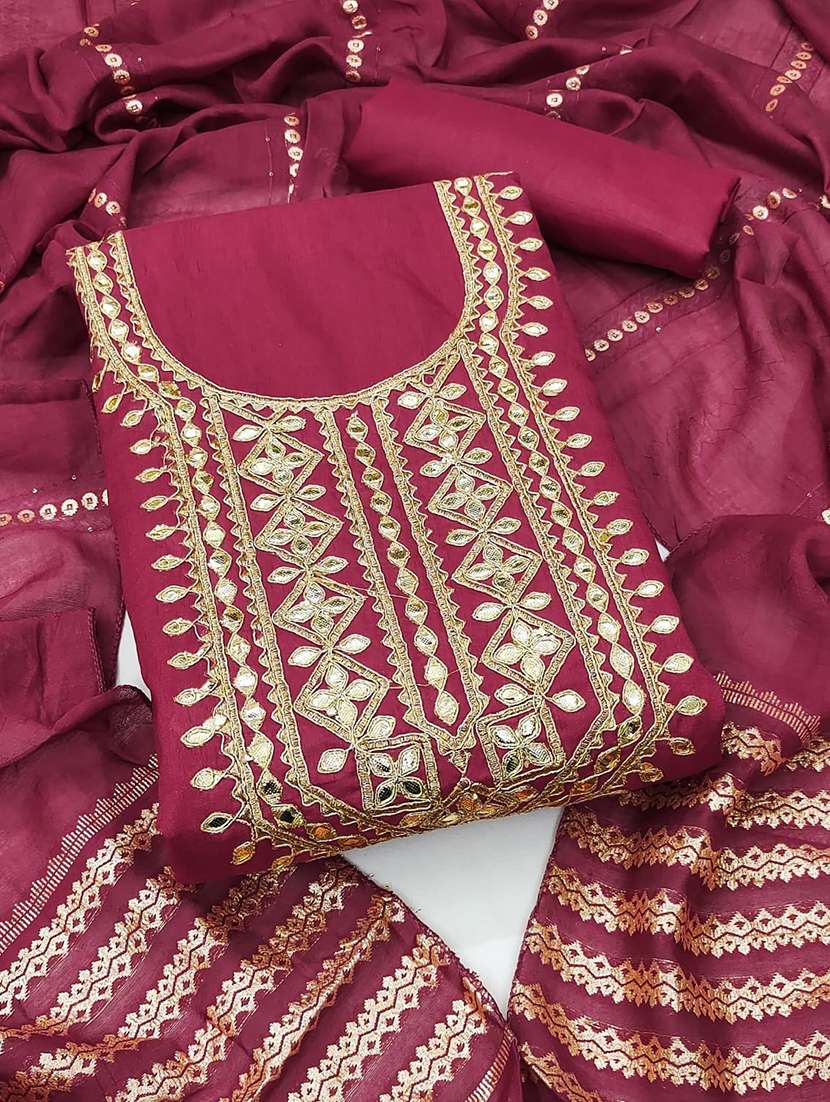 women solid wiith work embroidered unstitched suit set - 22086675 -  Standard Image - 1