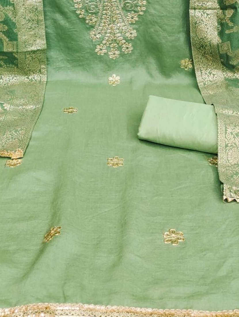 women solid wiith work embroidered unstitched suit set - 22086682 -  Standard Image - 4