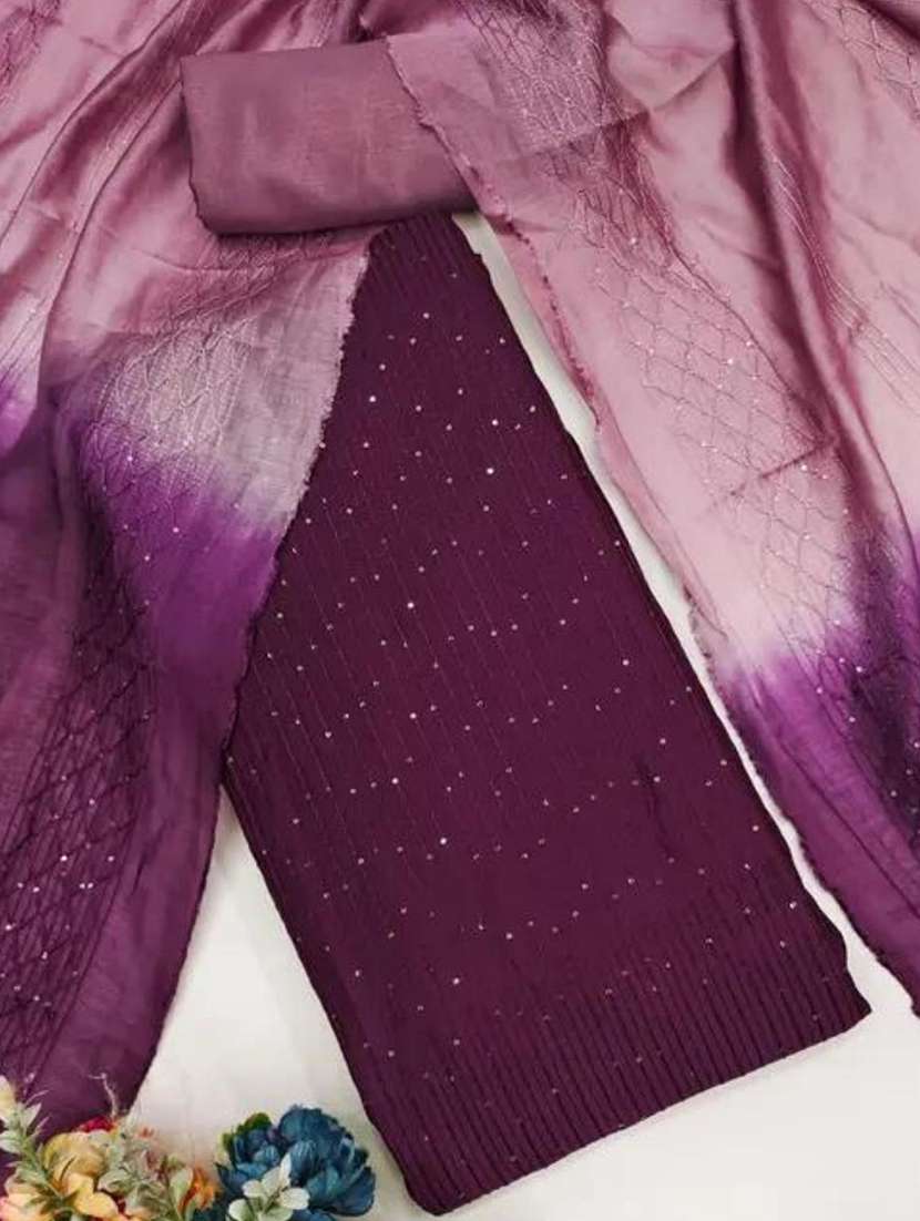 women solid wiith work embroidered unstitched suit set - 22086687 - Standard Image - 1