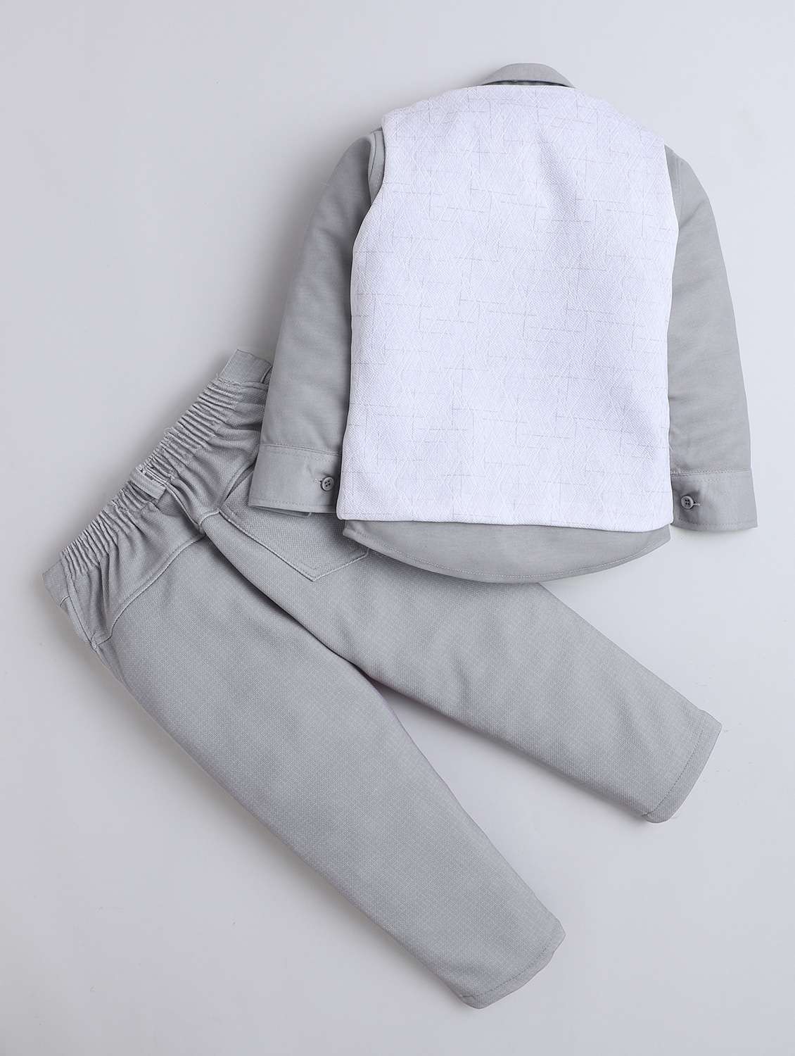 boys solid shirt and trouser with wasitcoat set - 22086697 -  Standard Image - 1