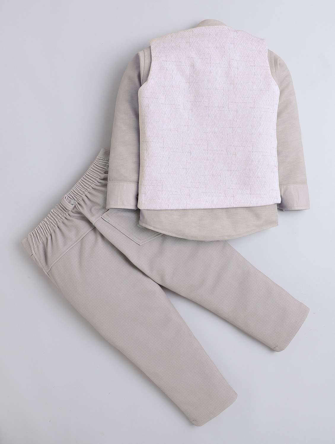 boys solid shirt and trouser with wasitcoat set - 22086698 -  Standard Image - 1