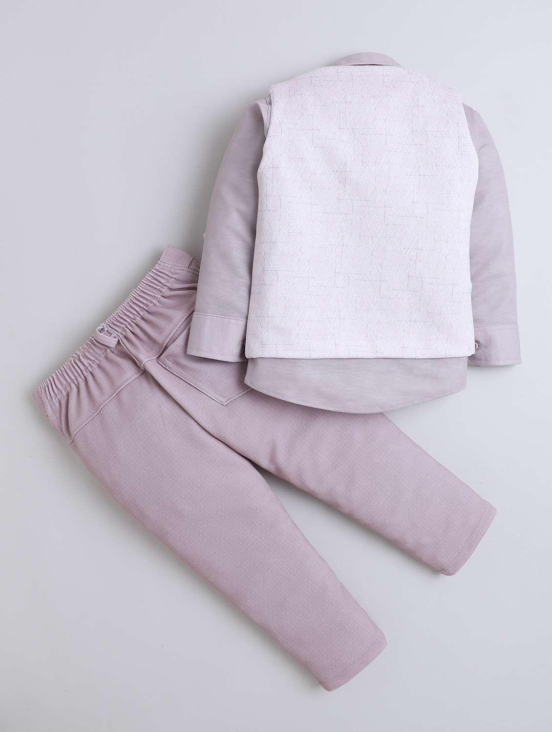 boys solid shirt and trouser with wasitcoat set - 22086699 -  Standard Image - 1