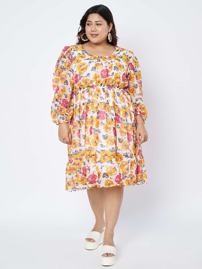 women plus size floral print tiered dress - 22086718 - Standard Image - 1