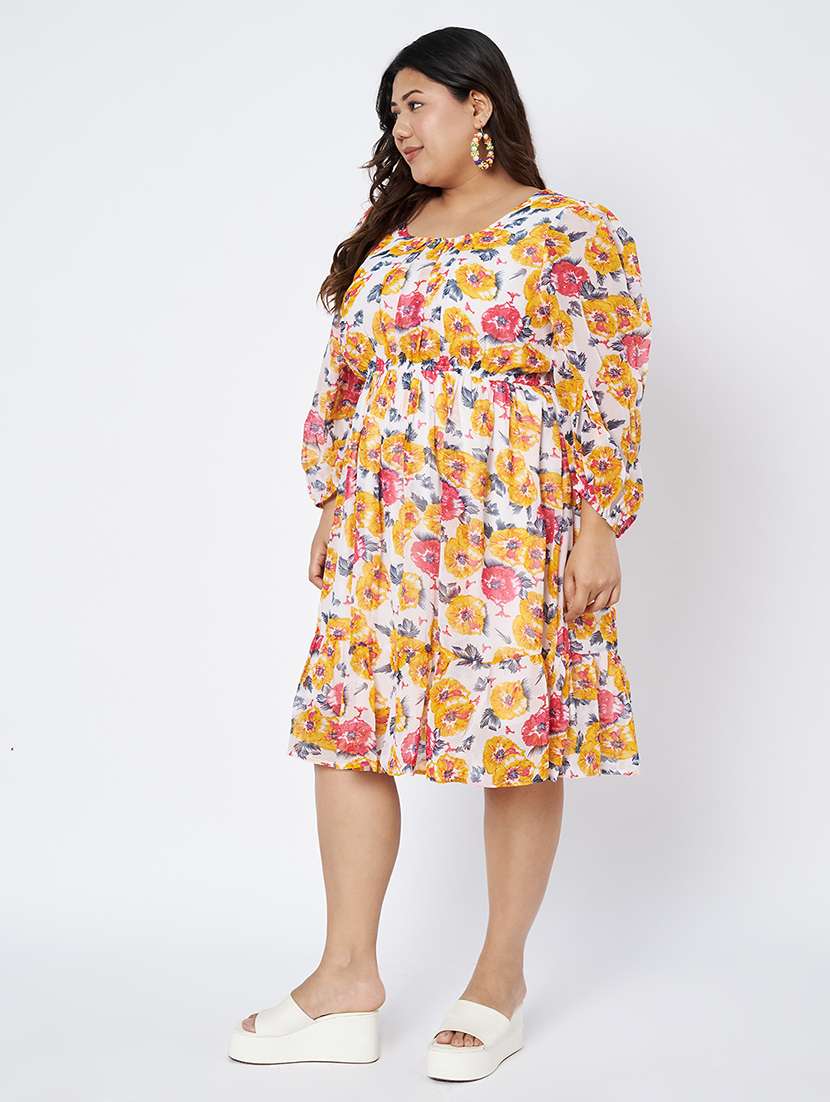women plus size floral print tiered dress - 22086718 - Standard Image - 4