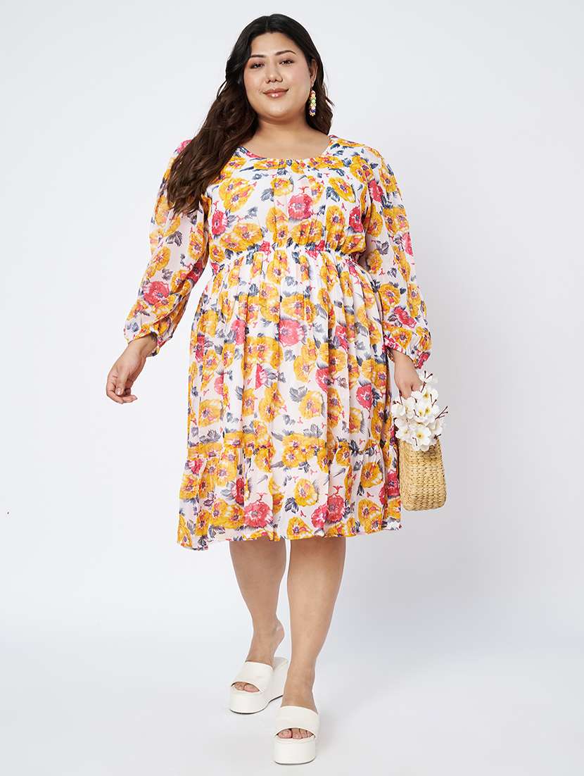 women plus size floral print tiered dress - 22086718 - Standard Image - 6