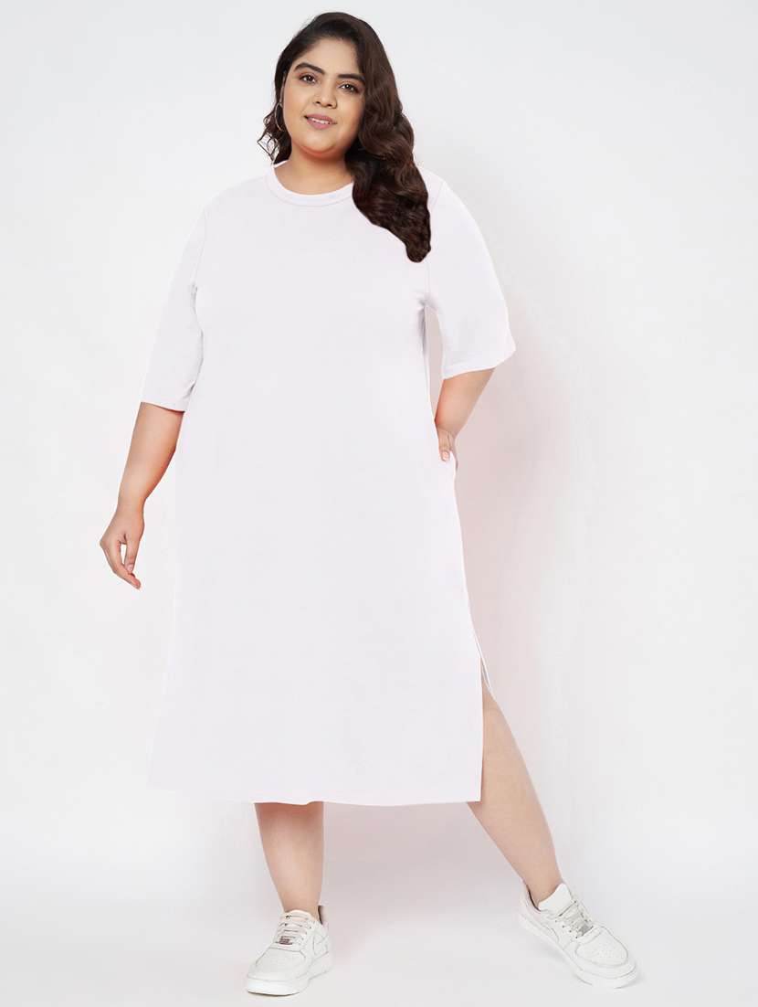 women plus size solid short sleeve t-shirt dress