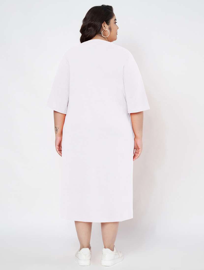 women plus size solid short sleeve t-shirt dress - 22086724 - Standard Image - 4