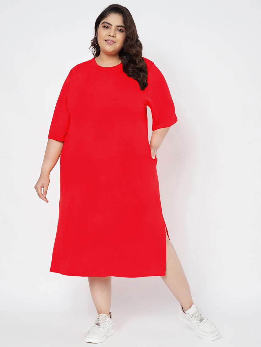 women plus size solid short sleeve t-shirt dress