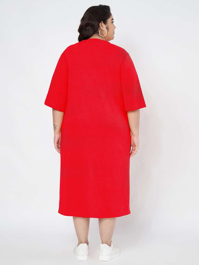 women plus size solid short sleeve t-shirt dress - 22086726 - Standard Image - 4