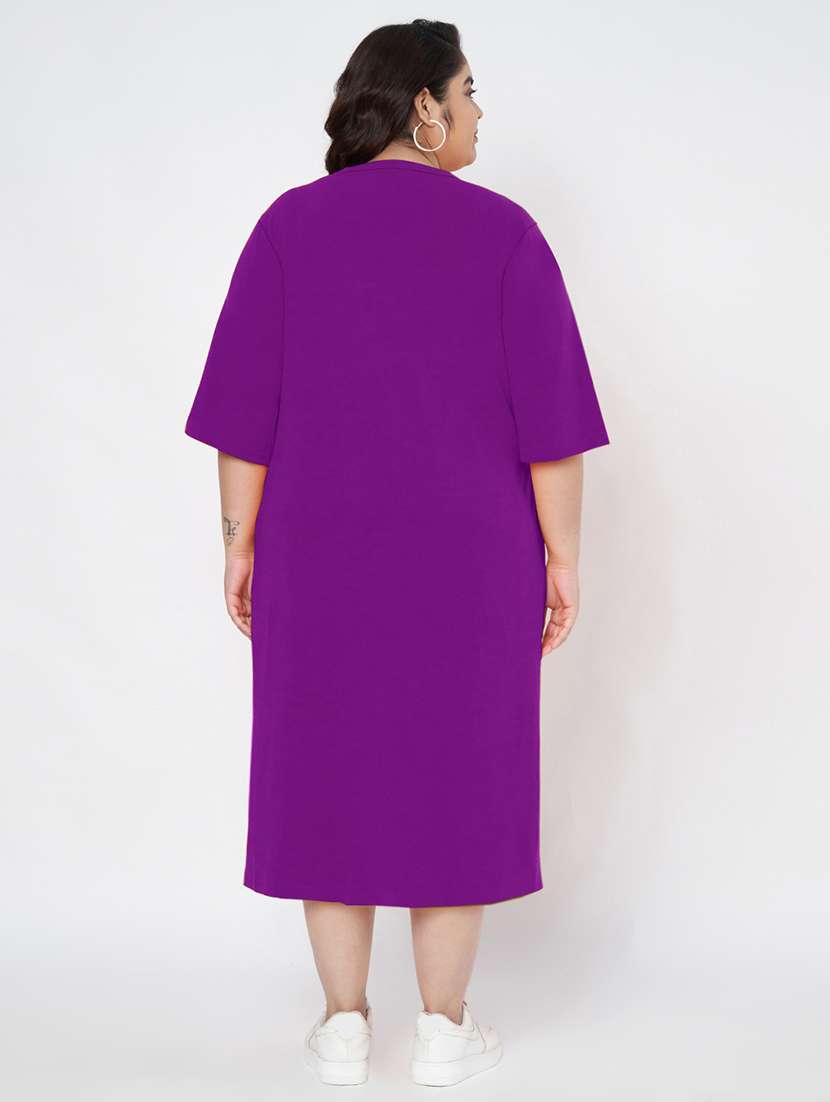 women plus size solid short sleeve t-shirt dress - 22086727 - Standard Image - 4