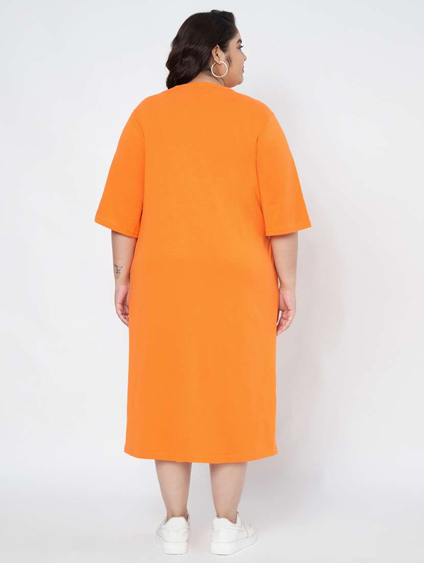 women plus size solid short sleeve t-shirt dress - 22086729 - Standard Image - 4