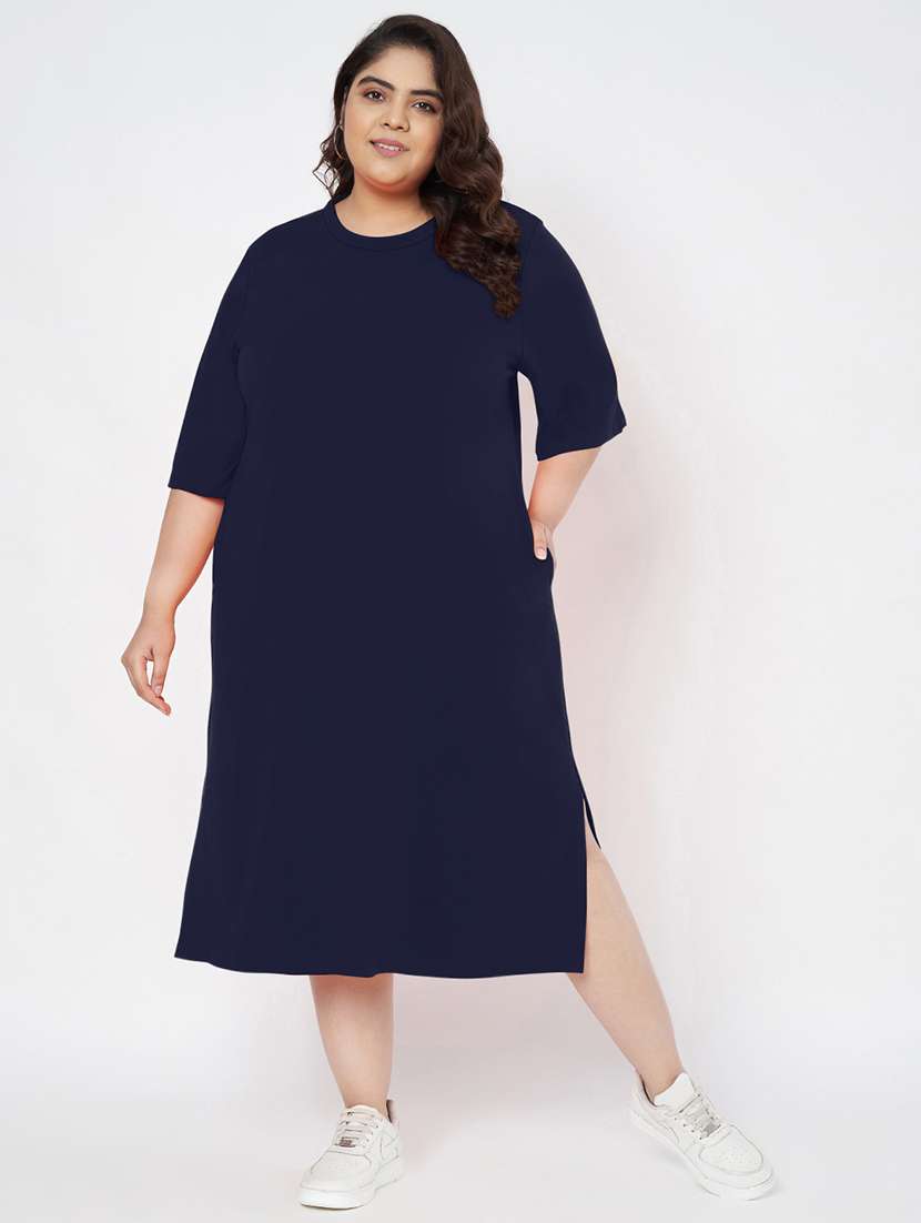 women plus size solid short sleeve t-shirt dress - 22086731 - Zoom Image - 0