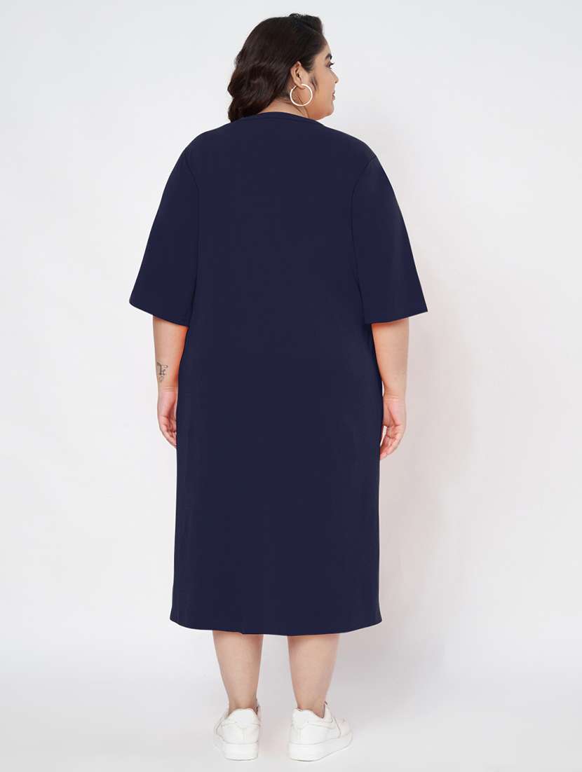 women plus size solid short sleeve t-shirt dress - 22086731 - Standard Image - 4