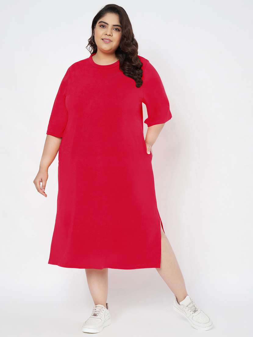 women plus size solid short sleeve t-shirt dress
