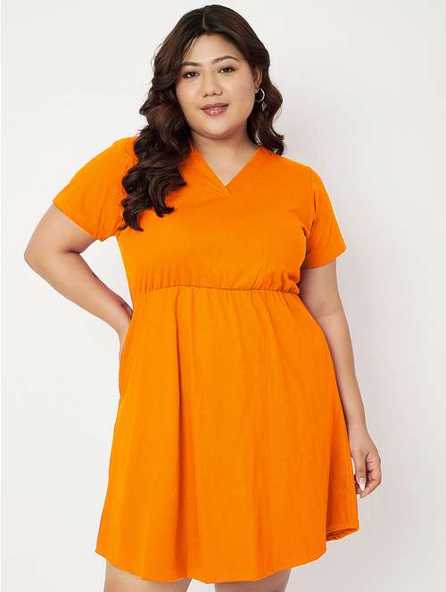 women plus size solid short a-line dress - 22086743 -  Standard Image - 0