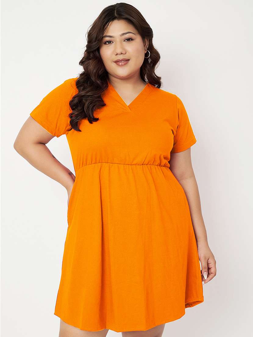women plus size solid short a-line dress - 22086743 -  Zoom Image - 0
