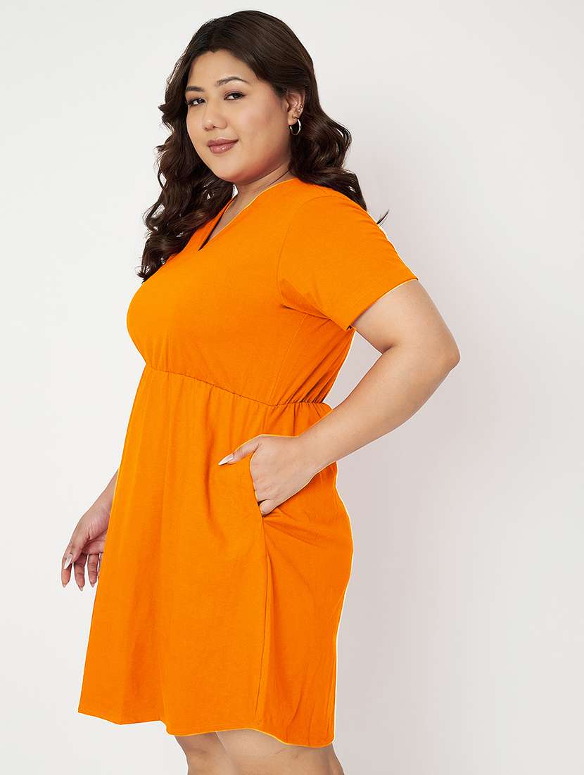 women plus size solid short a-line dress - 22086743 -  Standard Image - 1