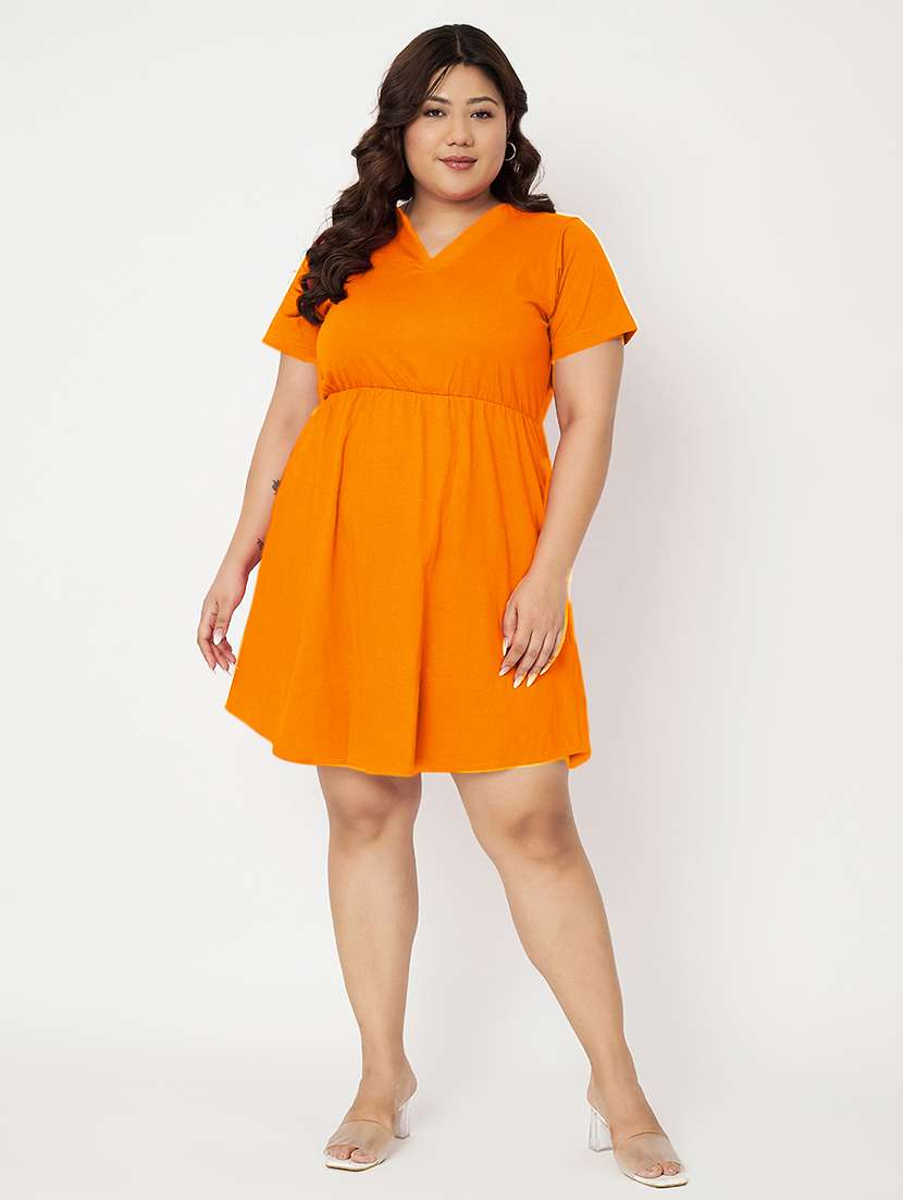 women plus size solid short a-line dress - 22086743 - Standard Image - 4