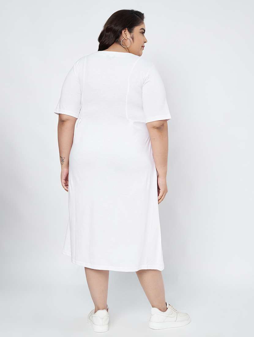 women plus size solid short a-line dress - 22086751 - Standard Image - 4