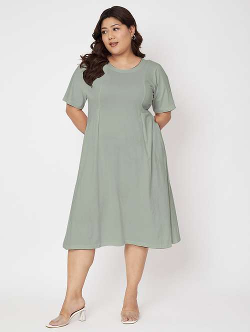 women plus size solid short a-line dress - 22086752 -  Standard Image - 0