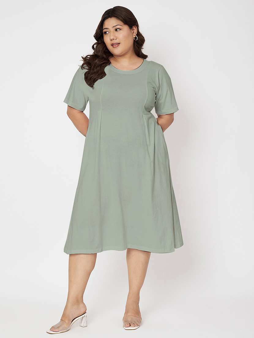 women plus size solid short a-line dress - 22086752 -  Zoom Image - 0