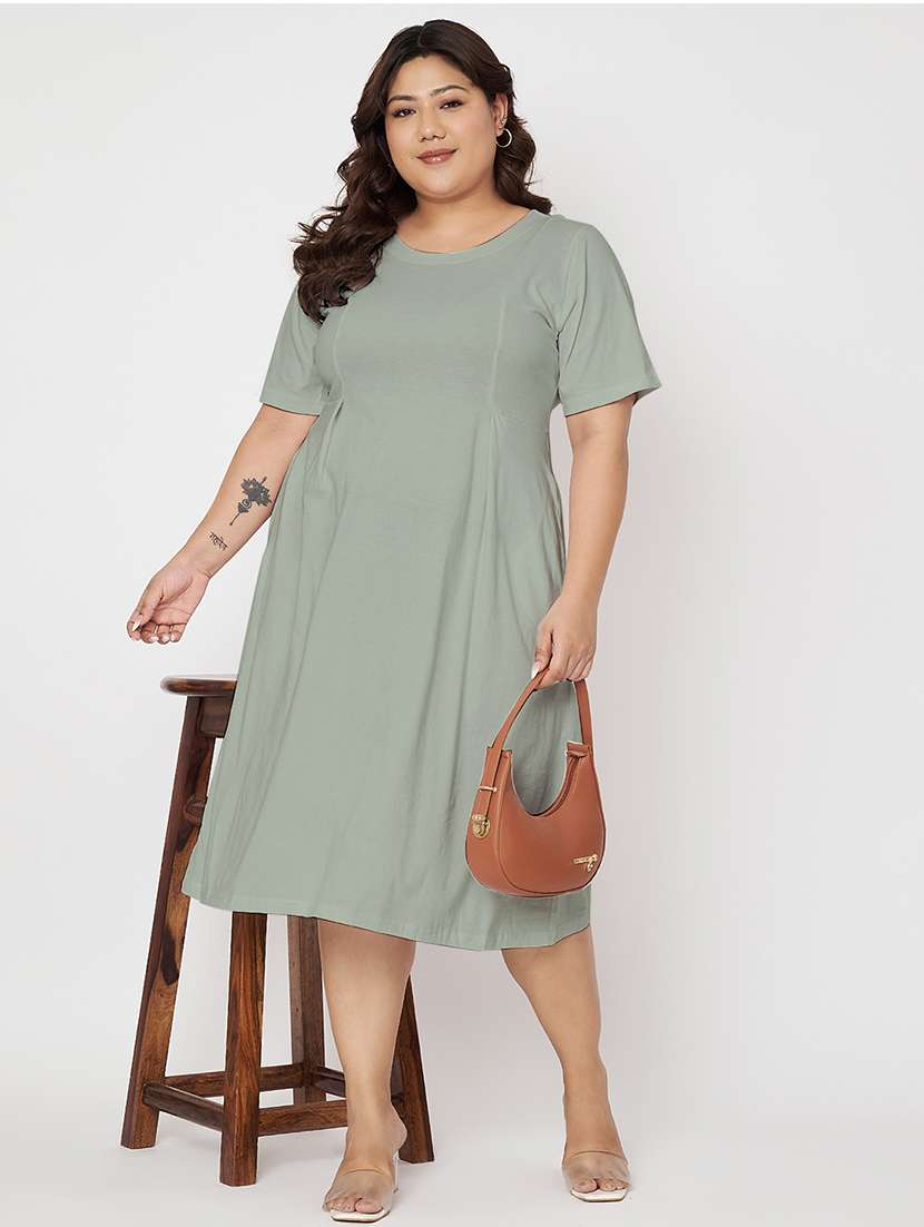 women plus size solid short a-line dress - 22086752 -  Standard Image - 1