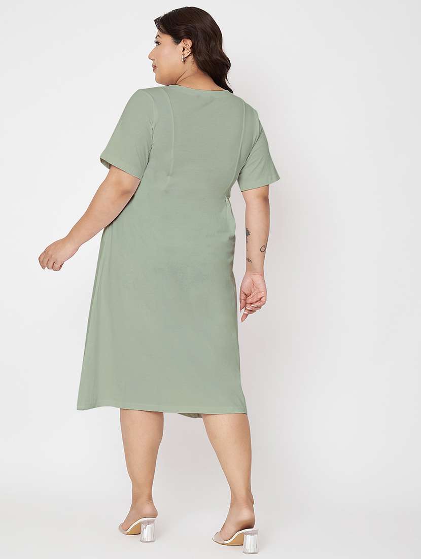 women plus size solid short a-line dress - 22086752 - Standard Image - 4