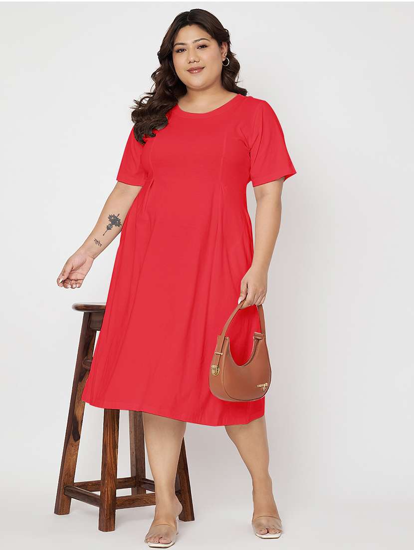women plus size solid short a-line dress - 22086753 -  Standard Image - 1
