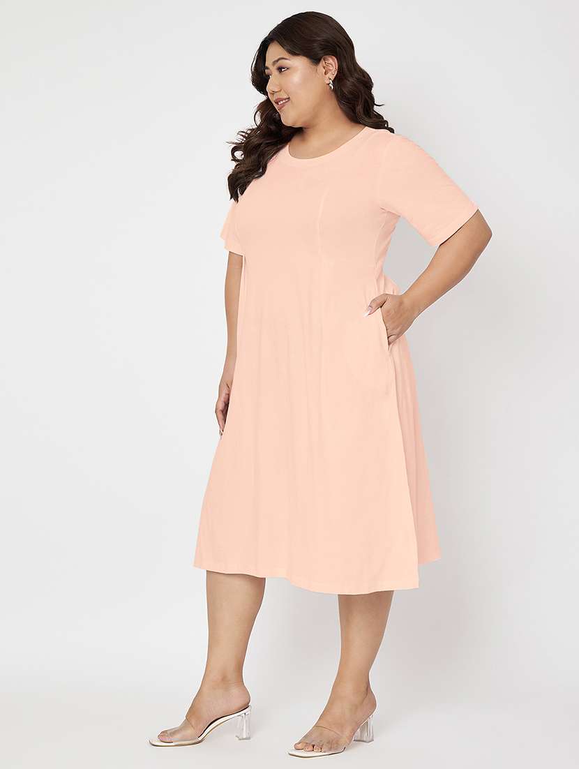 women plus size solid short sleeve a-line dress - 22086755 -  Standard Image - 1