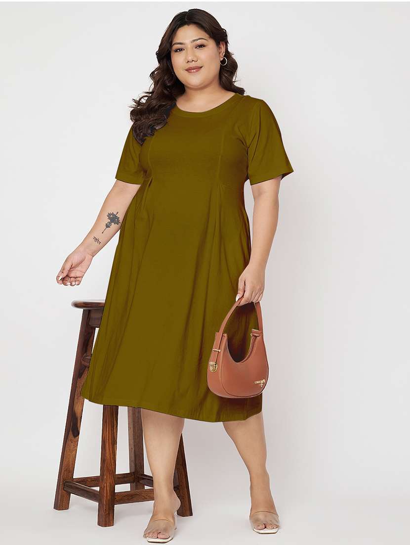 women plus size solid short sleeve a-line dress - 22086757 -  Standard Image - 1