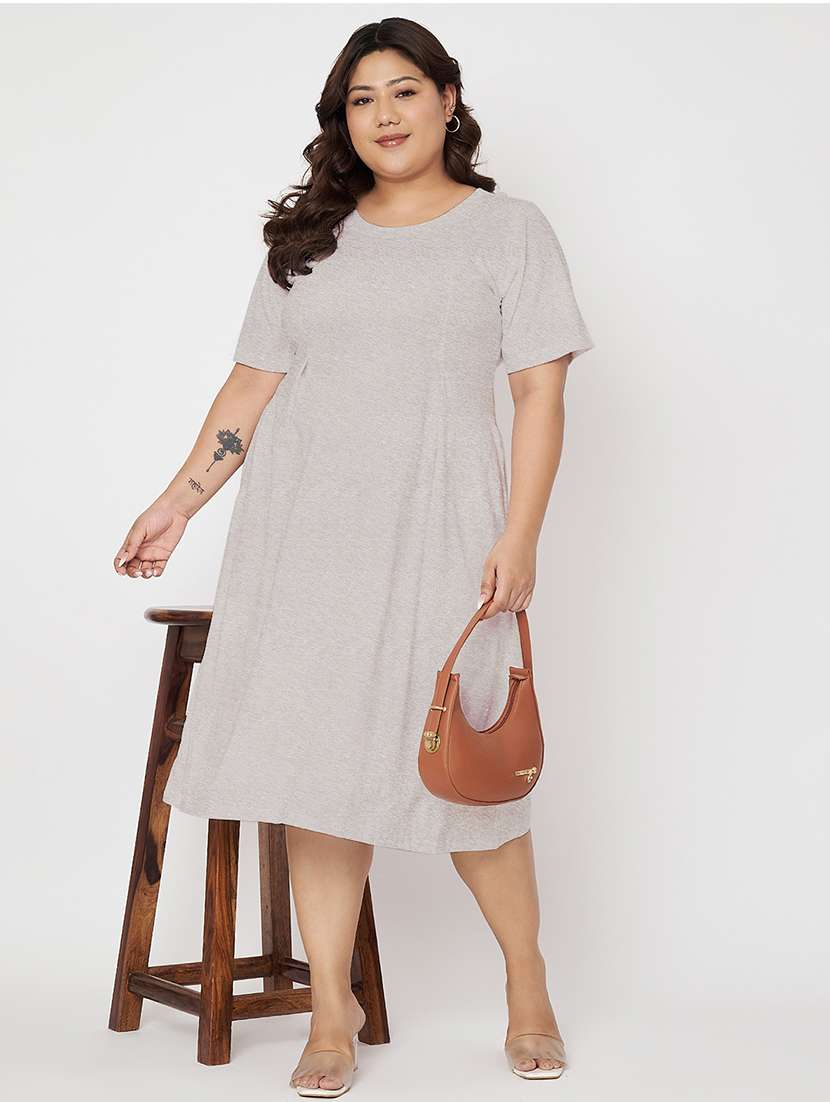 women plus size solid short sleeve a-line dress - 22086761 -  Standard Image - 1