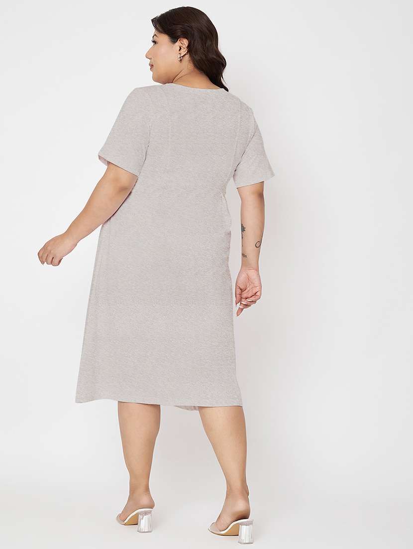 women plus size solid short sleeve a-line dress - 22086761 -  Standard Image - 4