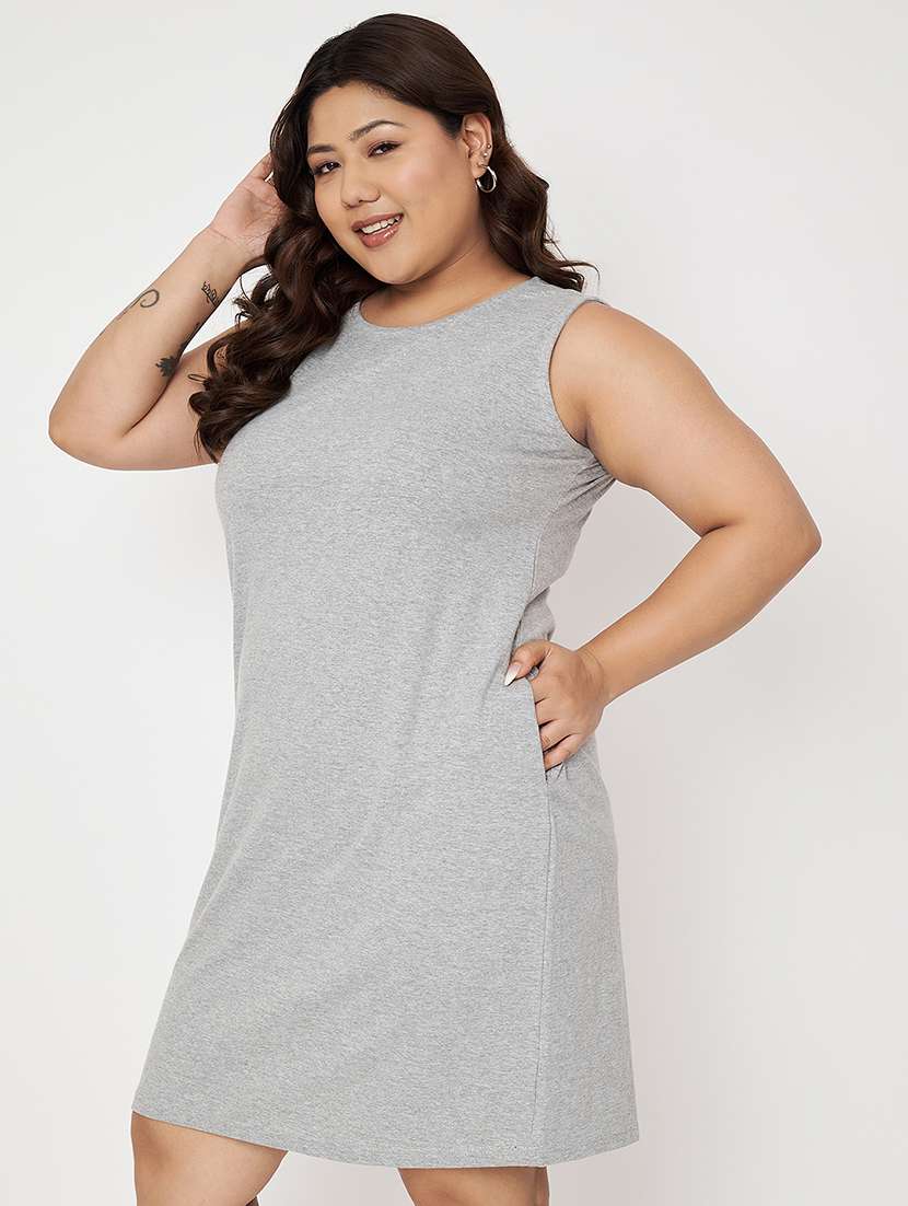 women plus size solid sleeveless a-line dress - 22086765 -  Standard Image - 1