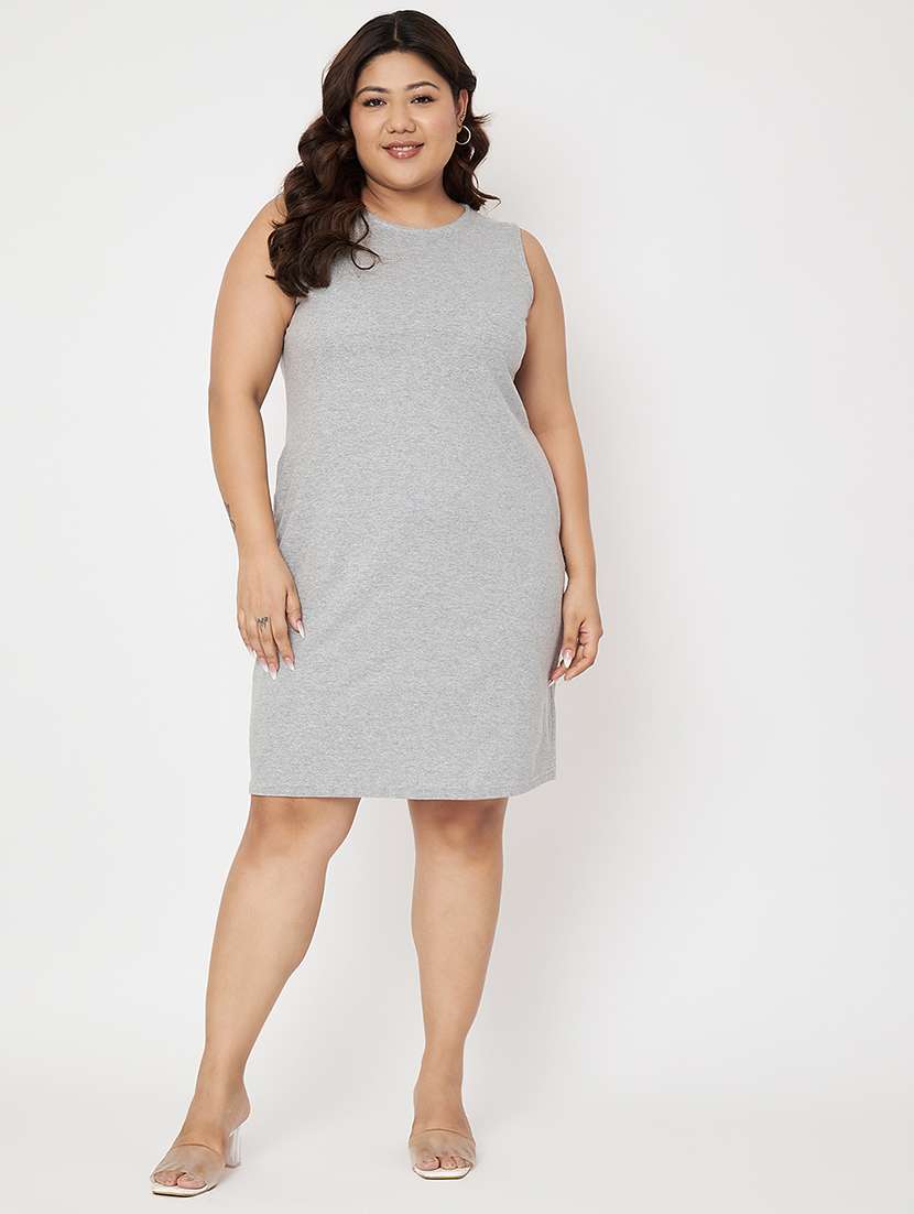 women plus size solid sleeveless a-line dress - 22086765 - Standard Image - 6