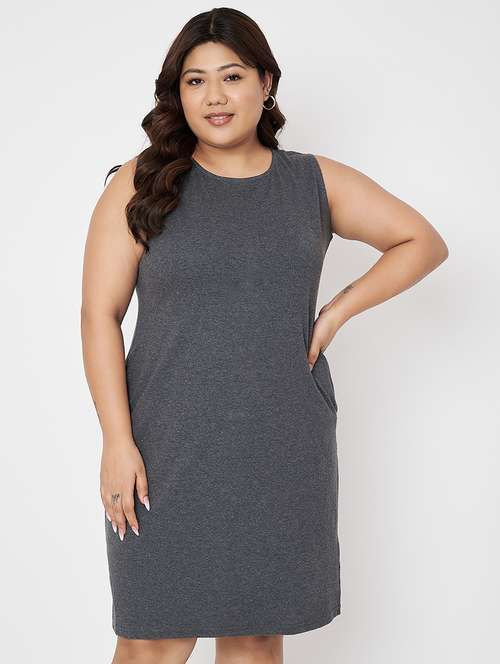 women plus size solid sleeveless a-line dress - 22086766 -  Standard Image - 0