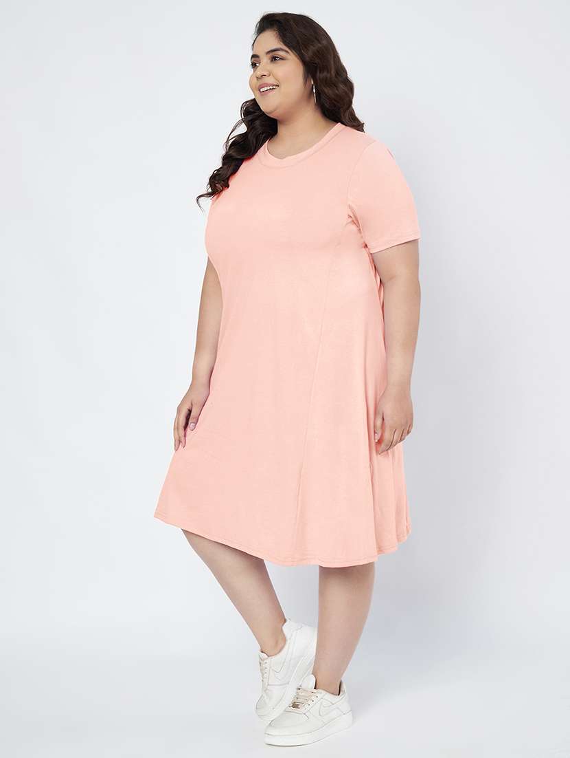 women plus size solid short sleeve a-line dress - 22086771 -  Standard Image - 1