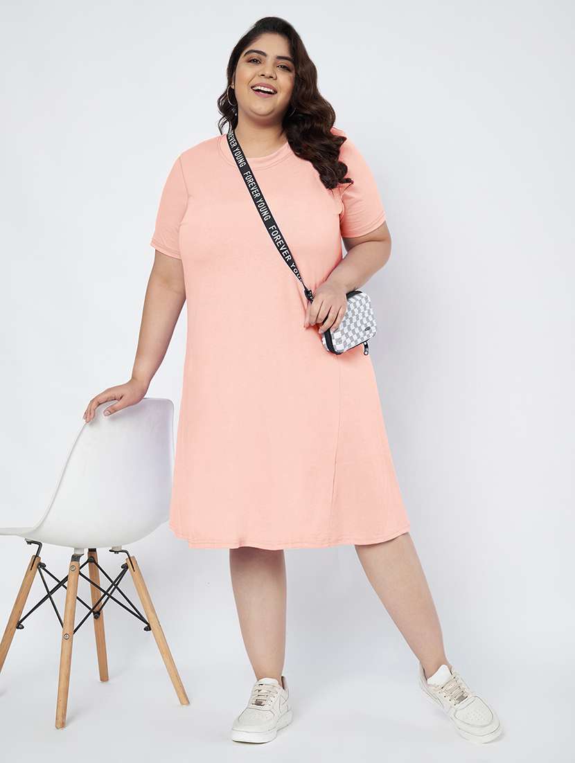 women plus size solid short sleeve a-line dress - 22086771 -  Standard Image - 4