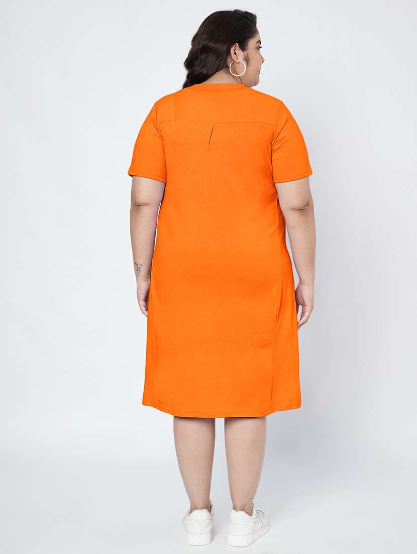 women plus size solid short sleeve a-line dress - 22086772 -  Standard Image - 4