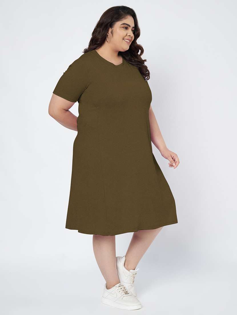 women plus size solid short sleeve a-line dress - 22086773 -  Standard Image - 4