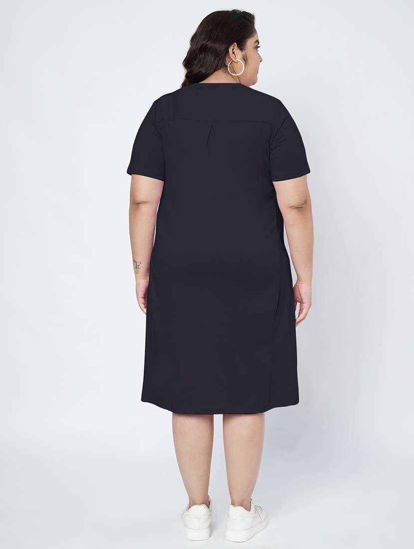 women plus size solid short sleeve a-line dress - 22086774 -  Standard Image - 4