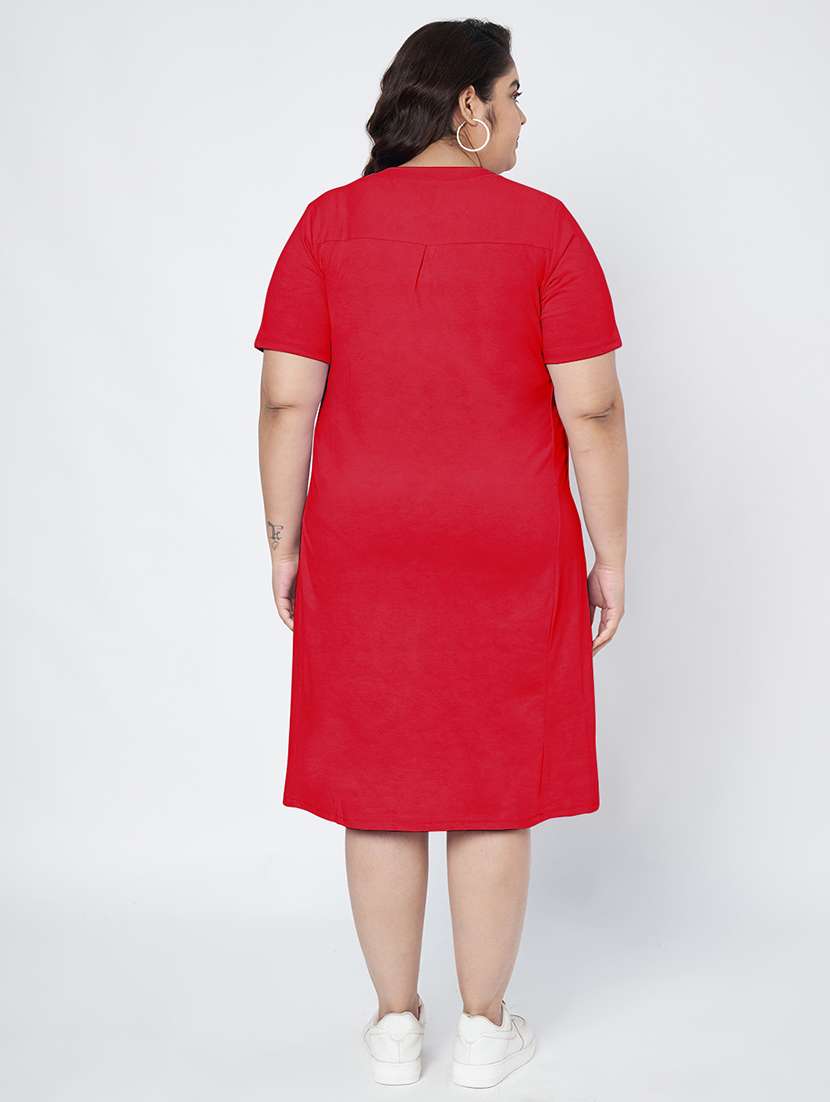 women plus size solid short sleeve a-line dress - 22086775 -  Standard Image - 4
