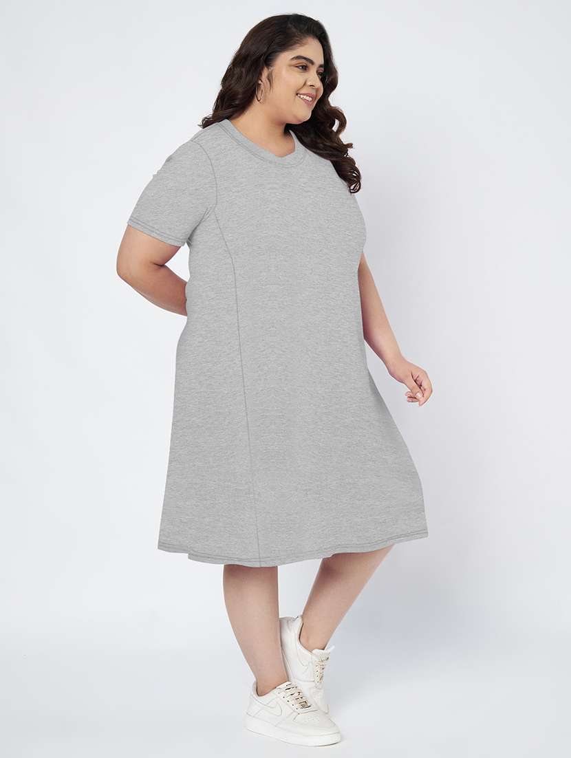 women plus size solid short sleeve a-line dress - 22086776 -  Standard Image - 1