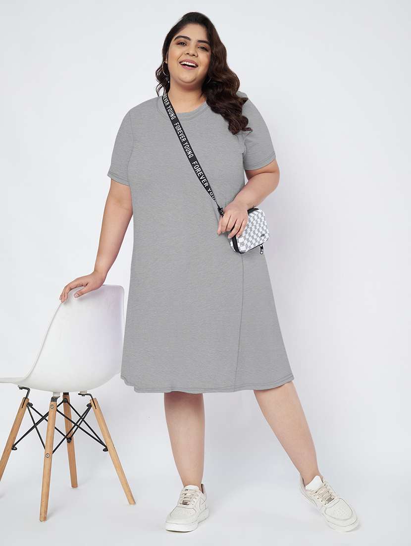 women plus size solid short sleeve a-line dress - 22086776 -  Standard Image - 4